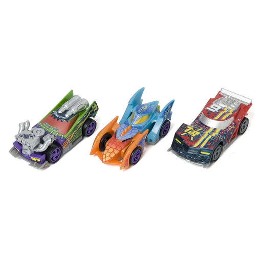 T-Racers Mix 'N Race Cars - Glitcher - Monster Machine - Blue Dragon (3 Pack)