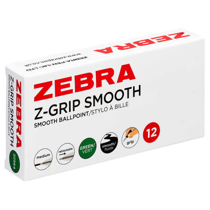 Zebra Pen Z Grip Green Pens Ballpoint Med Point 12pk