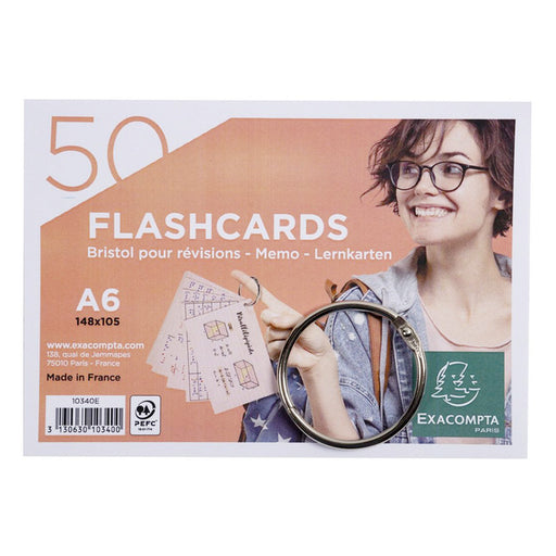 Exacompta 50 Flashcards A6 with Ring (styles vary)