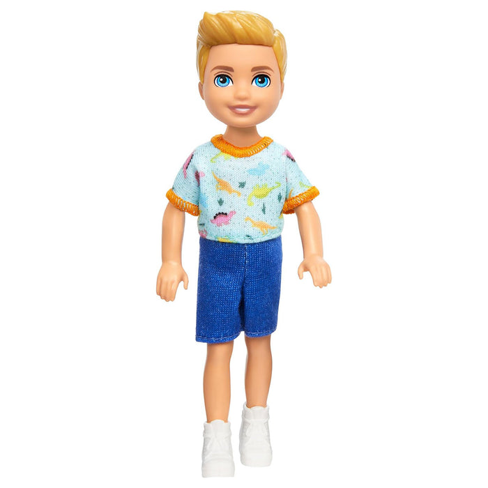 Barbie Chelsea Doll Small Boy Doll Wearing Removable One-Piece with Dino Print