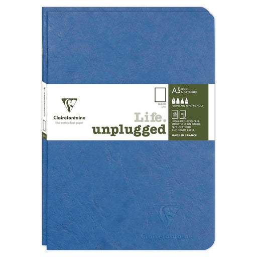 Clairefontaine Life Unplugged A5 Duo Blank Notebook Blue (2 Pack)
