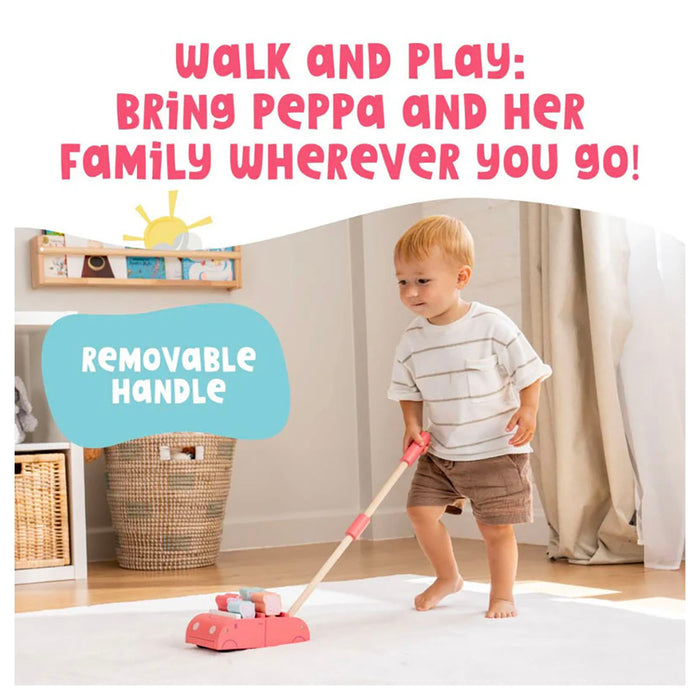Grow with Peppa Pig Wooden Push Along Family Car