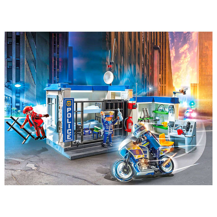 Playmobil City Action Police Prison Escape with Motorcycle Playset