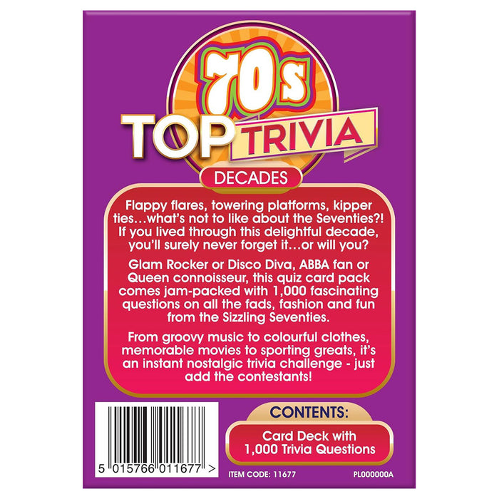 Top Trivia Decades 70s Card Game