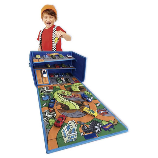 Hot Wheels Car Storage Box with Garage Playset and Playmat
