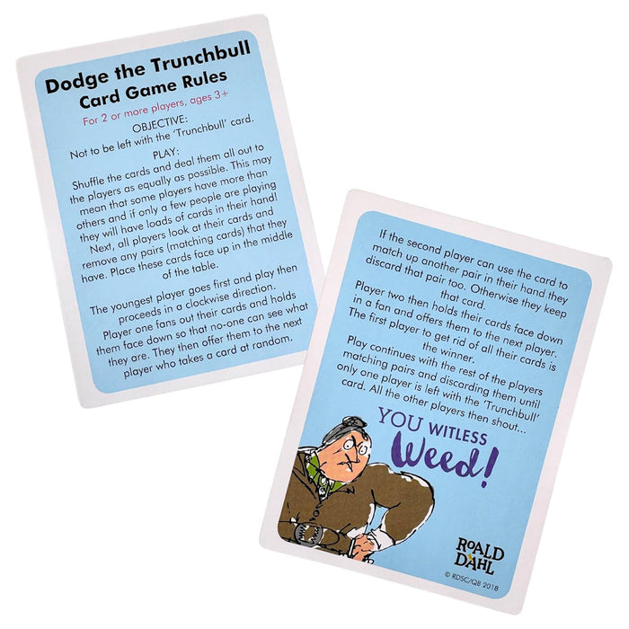 Roald Dahl Matilda Dodge the Trunchball Card Game