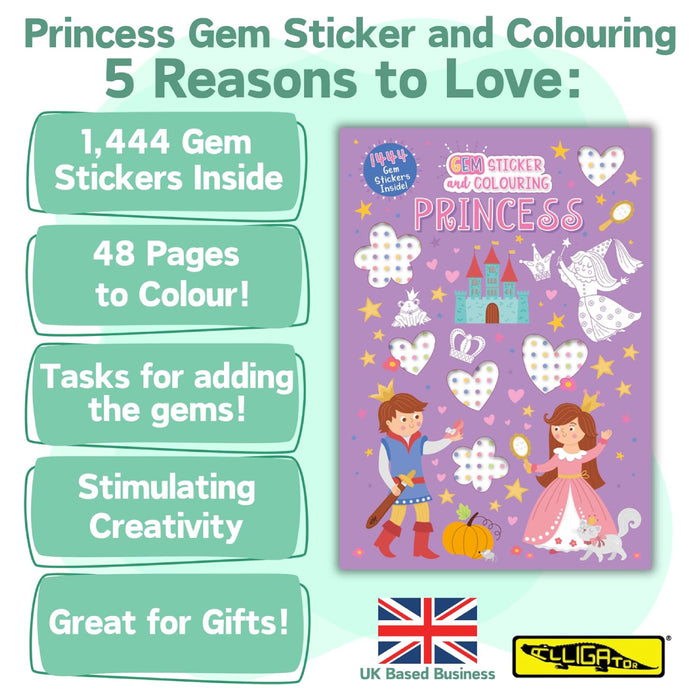 Gem Sticker and Colouring Princess Book