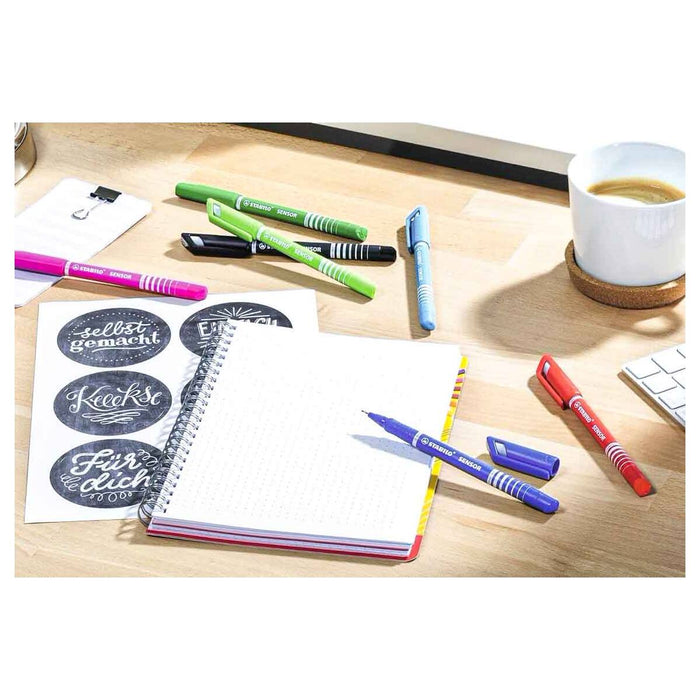 STABILO SENSOR F fineliner Pens Light Green, Turquoise, Pink, Lilac (4 Pack)
