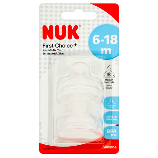 NUK First Choice Silicone Teat Size 2 Medium Hole (Pack of 2)