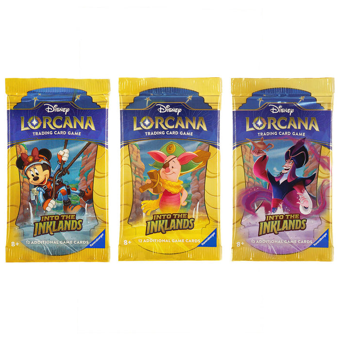 Disney Lorcana TCG: Into The Inklands - 3 Booster Packs - Minnie Mouse, Piglet, Jafar