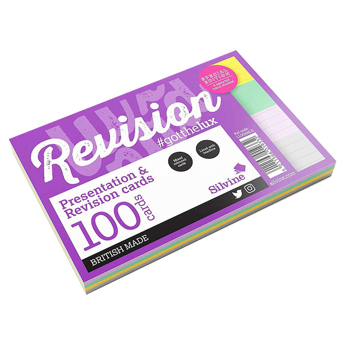 Silvine A6 Presentation & Revision 100 Cards Special Edition in Assorted Trend Shades Ruled