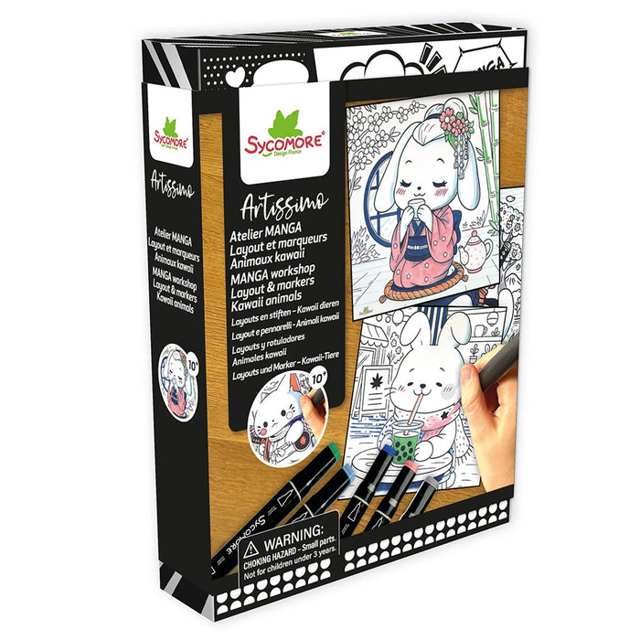 Sycomore Artissimo Manga Workshop Layout & Markers Kawaii Animals Set