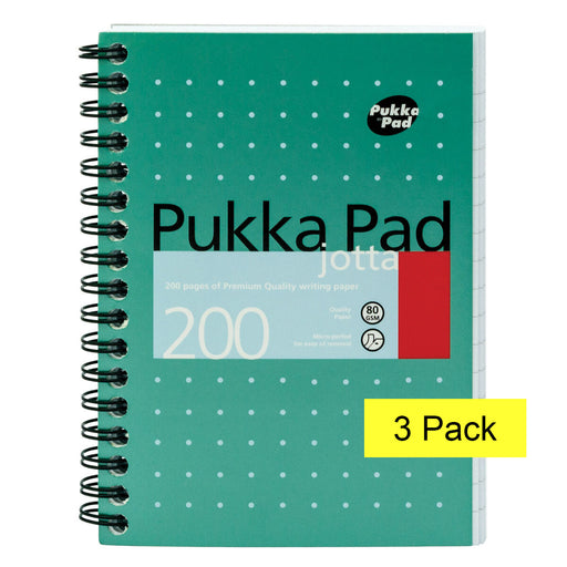 Pukka Pad A6 Jotta Metallic Notebook 200 pages 80gsm Wirebound Ruled Pack of 3
