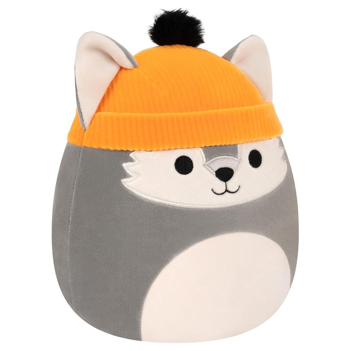 Squishmallows Willy the Grey Wolf with Orange Beanie Hat Halloween 7.5" Plush
