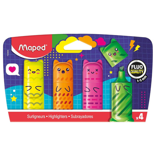 Maped Kawaii Neon Mini Highlighters (4 Pack)