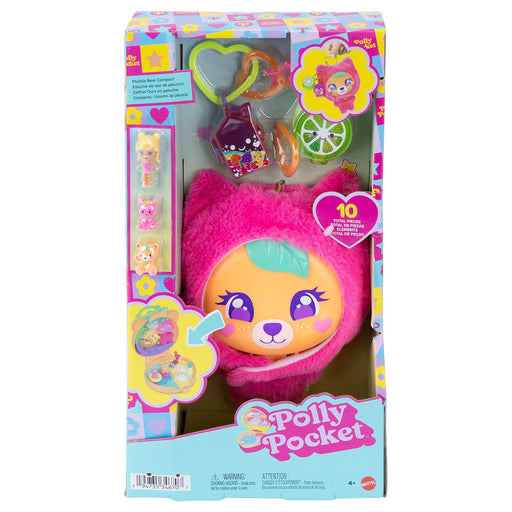 Polly Pocket Plushie Bear Compact, Doll & Keychain Playset