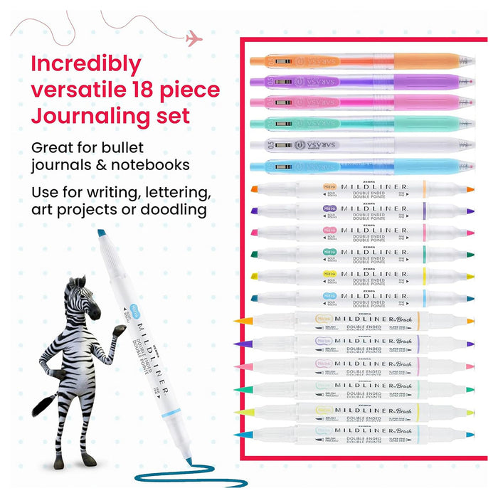 Zebra Journaling and Lettering  Set 18 Pack