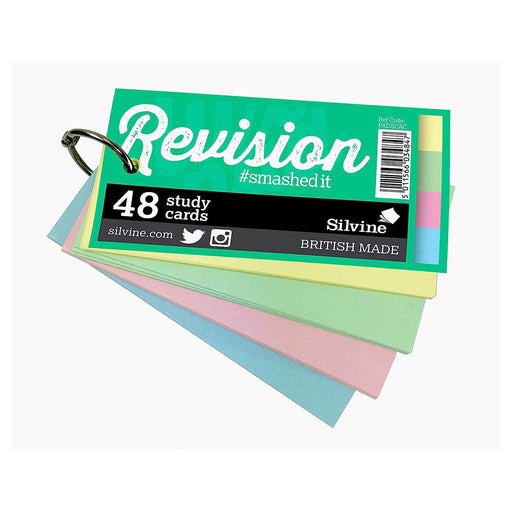 Silvine Revision Study 48 Cards with Assorted Coloured Sections and Ring Binder 