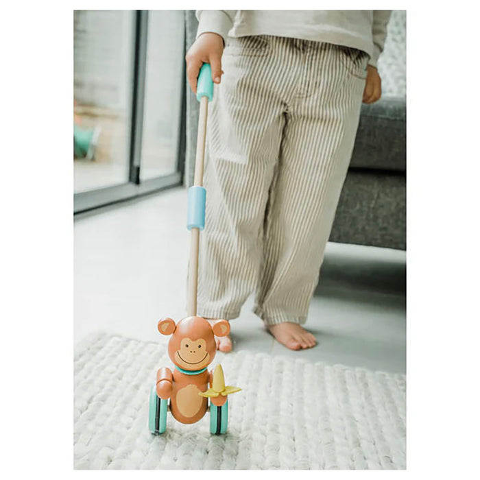 Orange Tree Toys Wooden Monkey Push Along