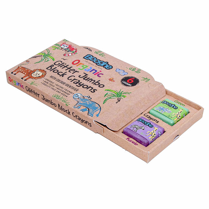 Booghe Organic Glitter Jumbo Block Crayons (Pack of 6)