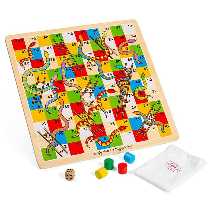 Traditional Snakes & Ladders Wooden Board Game