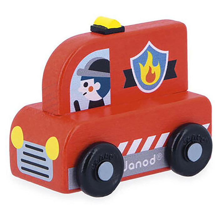 Janod Cross Roads City Wooden Fire Truck