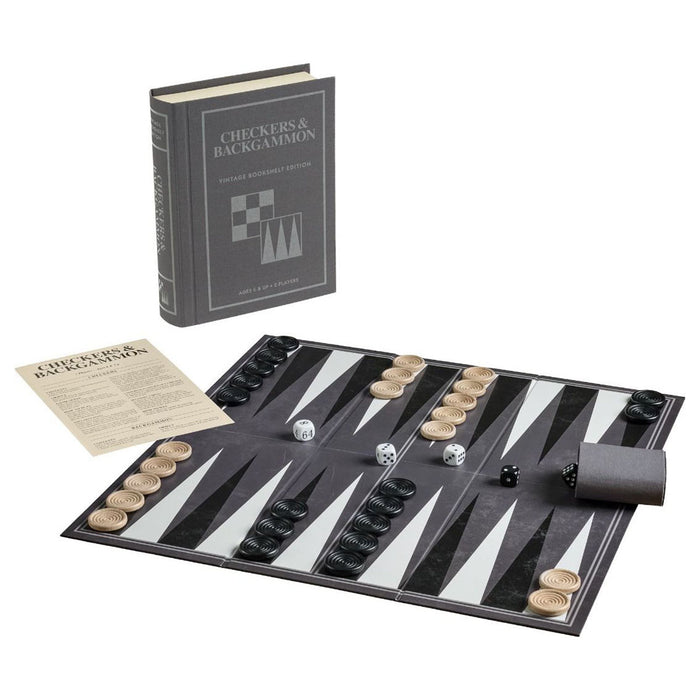 Checkers & Backgammon Vintage Bookshelf Edition Board Game