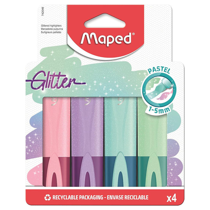 Maped Glitter Pastel Highlighter (4 Pack)