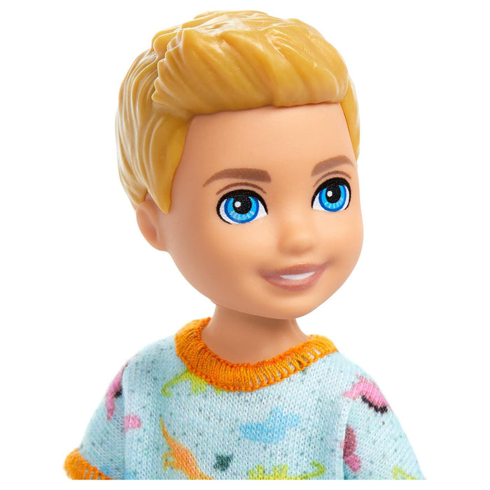 Barbie Chelsea Doll Small Boy Doll Wearing Removable One-Piece with Dino Print
