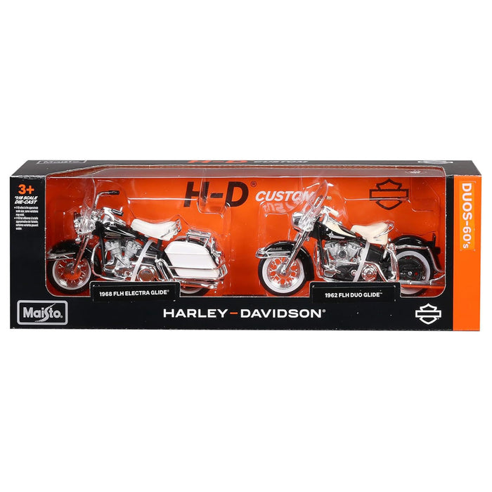 Maisto Harley Davidson Dous-60's 1968 FLH Electra Glide & 1962 FLH Duo Glide Motorcycles