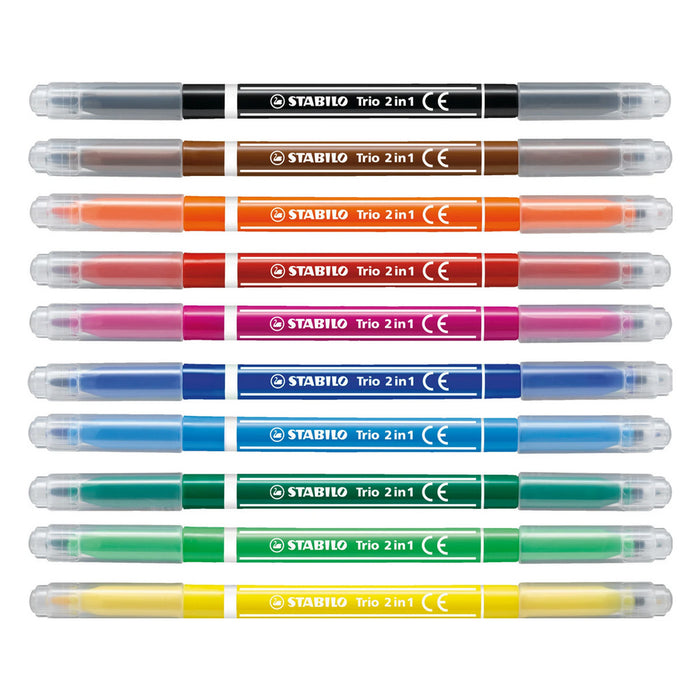 STABILO Trio 2 in 1 Fibre-Tip Pens (10 Pack)
