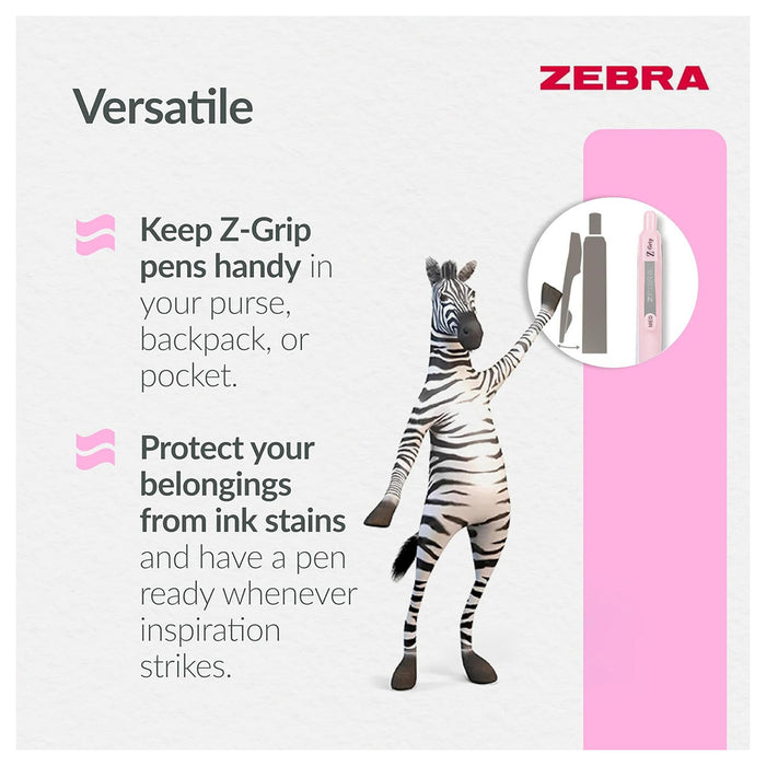 Zebra Pens Z- Grip Smooth Pastel Barrel Black Ink 5pk