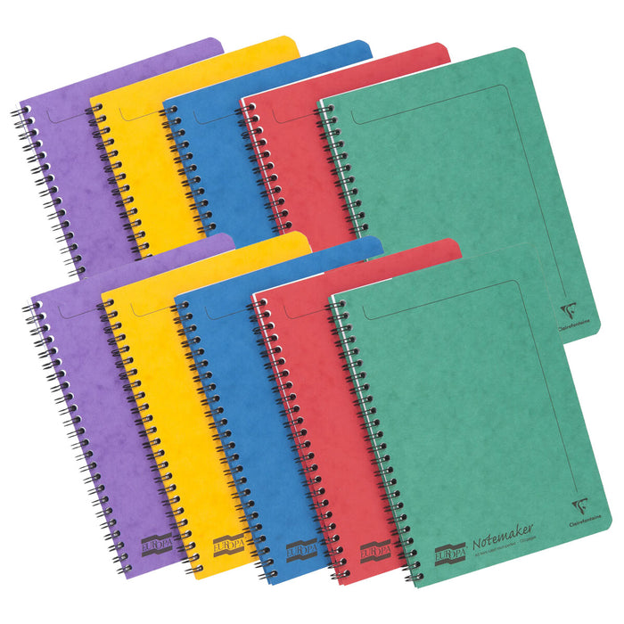 Europa 120 Page Wire Ruled Notemaker A5 Assorted Colour (Pack of 10)