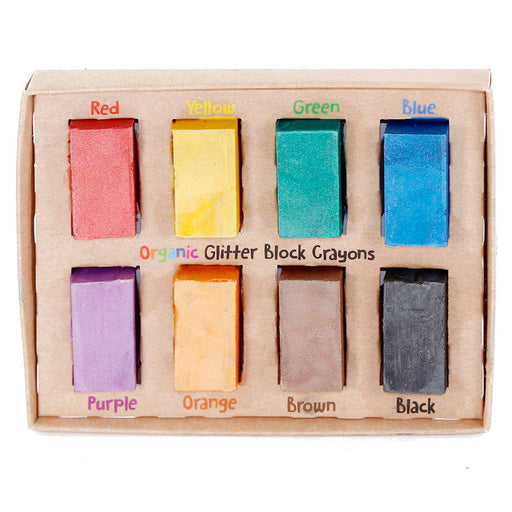 Booghe Organic Glitter Block Crayons (8 Colours)