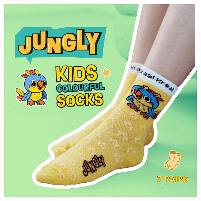 Jungly Kids Colourful Socks 7 Pairs Size UK 12.5-3.5 