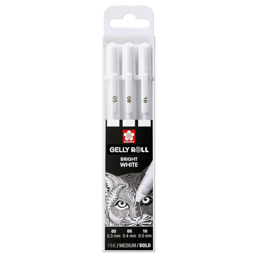 Sakura Gelly Roll set Bright White fine-medium-bold 3 pens