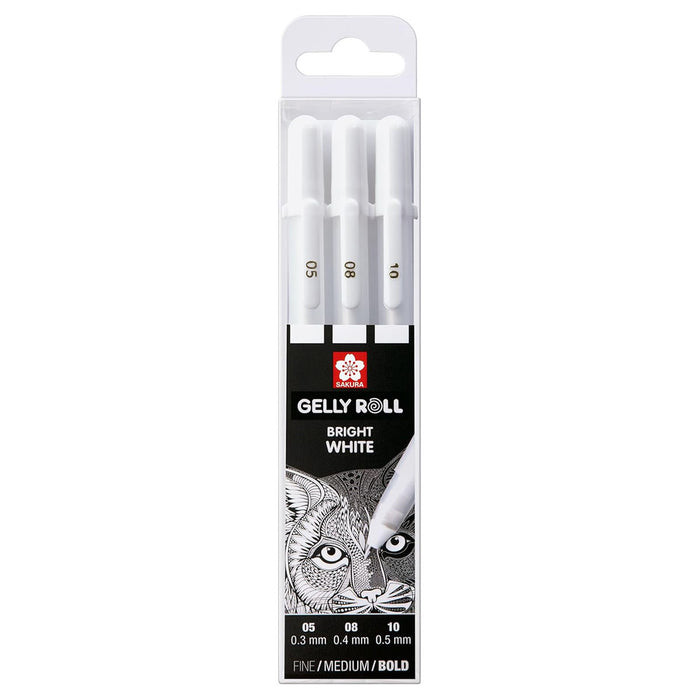 Sakura Gelly Roll set Bright White fine-medium-bold 3 pens