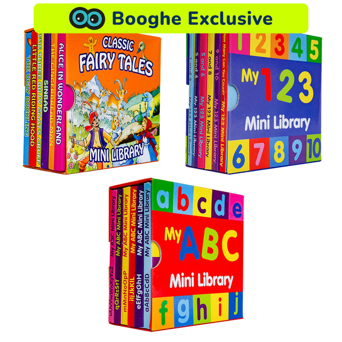 Classic Fairy Tales - My 123 - My ABC - Mini Library Board Books 3 Sets of 6