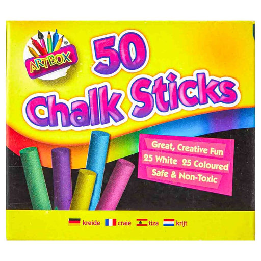 Artbox 50 Chalks Sticks Coloured & White