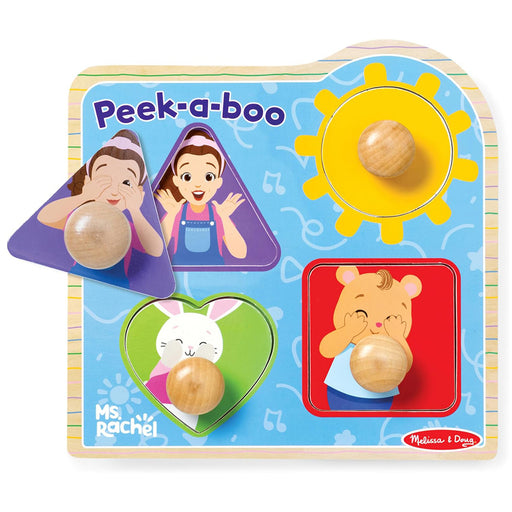 Melissa & Doug Ms. Rachel Wooden Peek-a-Boo Jumbo Peg Puzzle
