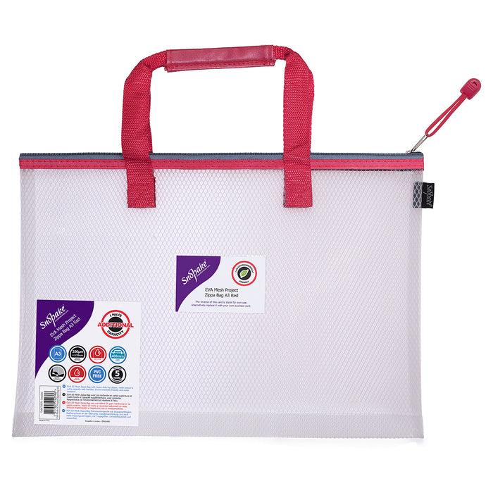 Snopake EVA Mesh Project Zippa Bag A3 Red