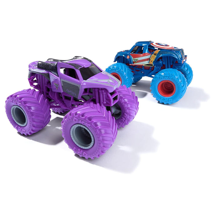 Monster Jam Marvel Captain America Vs Black Panther 1:64 Tucks (2 Pack)