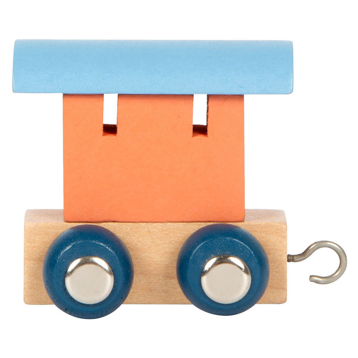 Letters Train Polar Salmon & Ice Blue Train Car Wooden Toy