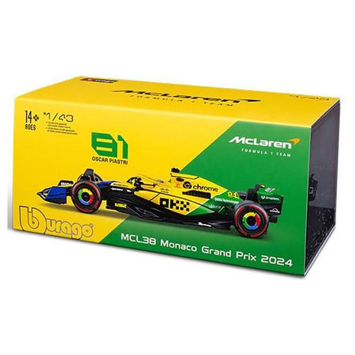 Bburago McLaren F1 MCL38 Monaco Grand Prix 2024 Oscar Piastri 1:43 Race Car