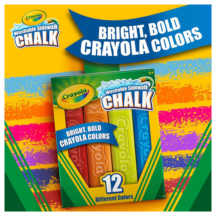 Crayola Washable Sidewalk Chalk 12 Assorted Colours