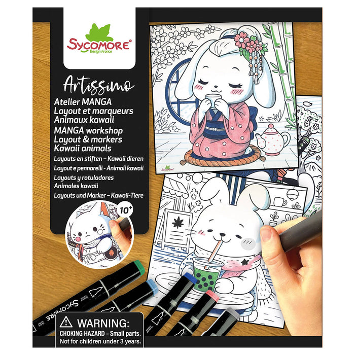 Sycomore Artissimo Manga Workshop Layout & Markers Kawaii Animals Set