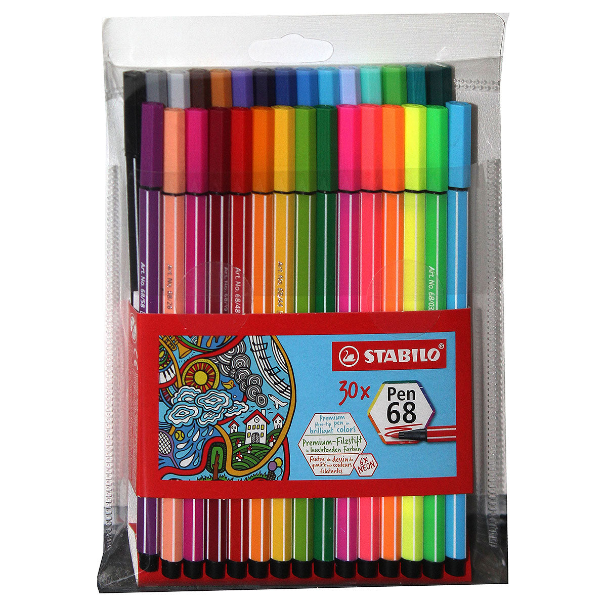 STABILO Pen 68 Premium Fibre-Tip Coloured Pens (30 Pack) — Booghe