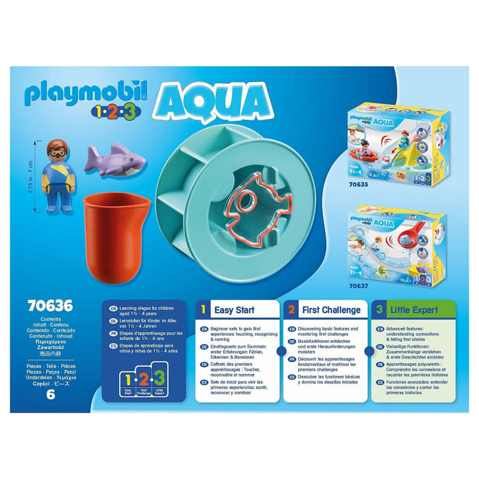 Playmobil 1.2.3 AQUA Water Wheel with Baby Shark Bath Toy