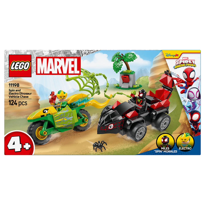 LEGO Marvel Spidey and his Amazing Friends Spin and Electro Dinosaur Vehicle Chase Building Set