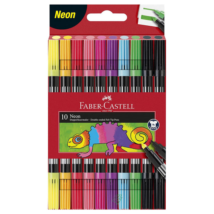 Faber-Castell Neon Double-Ended Felt Tip Pens (10 Pack)